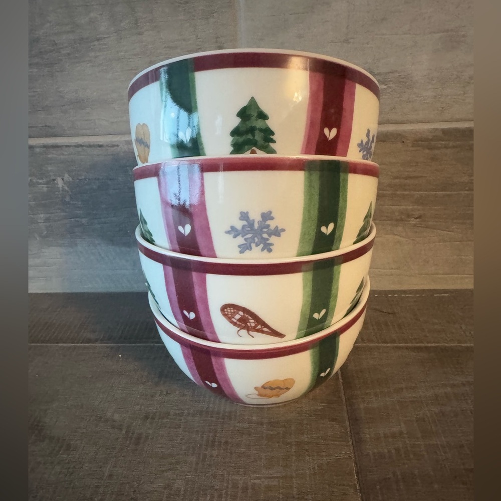 Pfaltzgraff Holiday Snow Bear 5.5”X3” Deep Cereal bowl - Christmas Theme (8pcs)